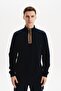 Ar-Ma Men's Half Zipper Sweatshirt Basic Without Print Without Pockets Knitted Fabric Regular Fit 65% Cotton 35% Poly