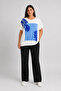 Stone Detailed Large Size T-Shirt Ecru - 3