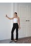Women's Black Crepe Fabric Lycra Front-Waist Flared Palazzo Trousers - 4