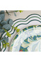 4-Piece White Green Mira Linen American Placemat Set |   Stain Resistant |   Modern Table Decor - 4