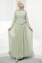 Water Green Sequined Skirt with Ruffles Evening Dress