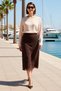 Women's Large Size Midi Skirt Floral Flock Patterned Stretchy Knitted Tulle Fabric Comfortable Casual Modern Stylish Elegant - 3