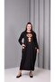 Women's Black Ethnic Patterned Long Sleeve Viscose Combed Cotton Stylish Dress - 2