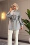9102 - Stylish Comfortable Woven Women's Shirt with Button and Waist Tie Detail - 6