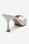 Tiera White Patent Leather Women's Thin Heeled Slippers - 5