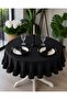 Pearl Velvet Textured Seamless Ruffled Round Tablecloth Black - 6