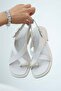 Comfort Women's Genuine Leather Flip-Flop Sandals Ecru - 4