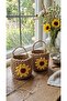 Hand-Knitted Sunflower Paper Rope Wicker Basket Set of 2 - Multi-Purpose Decorative Organizer - 2