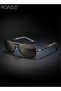 Mens Polarized Rectangular Sunglasses UV400 Protection Sun Glasses with Metal Frame Fashion Anti Glare Sunglasses for Driving Fishing Traveling Gun Color Silver - 6