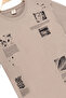 Men's Basic Short Sleeve 100% Cotton Printed T-Shirt with Embroidery Detail, Cool and Comfortable Beige T-Shirt - 4