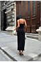 Women's Black Adjustable Strap Eyelet Detailed Slit Midi Dress Yel0950 - 3