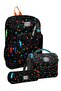 Boy's Black Honeycomb Patterned Triple Primary School School Bag Set Setygn33210A