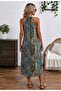 Women's Leopard Patterned Midi Single Jersey Dress with Ring Detail on Open Collar and Shoulders - 3