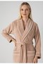 Women's Shawl Collar Natural Bamboo Cotton Dressing Gown with Embroidered Chest and Collar - 2