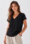 V-Neck Lace Detailed Black Women's Blouse 26Y0192K1