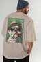 For Dog Lovers 67 Back Dog Print Beige Oversize T-Shirt 100% Cotton Unisex Dog Lover Premium Design - 7