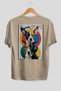 For Dog Lovers 56 Back Dog Print Beige Oversize T-Shirt 100% Cotton Unisex Dog Lover Premium Design