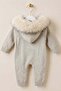 Soft Textured Hooded Cream Baby Knitwear Jumpsuit - 3