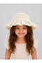 Girl's Lace Detailed Straw Hat Summer Sun Protection Beach Hat Cream