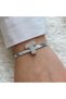💎   Premium Silver Color Shiny Stone 316L Steel t Letter Stylish Women's Bracelet (23cm) - 2