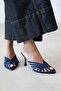 Prague Women's Heeled Satin Sandals Navy Blue