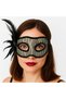 Black Color Side Feathered Sequin Embroidered Party Mask 23X12 cm