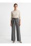 Gray High Waist Tie Belted Wide Leg Fabric Trousers for Women