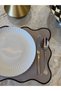 Wavy Edge American Placemat - 4 Pieces - Dark Mink - Black Edge Embroidery - 5