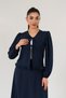 Women's Navy Blue Linen Lace Detailed Skirt Suit - 6