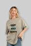 Squat Bench Deadlift 4 Oversize Front Printed Beige T-Shirt 100% Cotton Streetwear Premium Comfortable Fit - 4