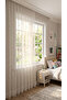 Ecru, Star Patterned, 1 to 2 Sparse Pleats, Children's and Baby's Room, Knitted Tulle Curtain - 3