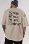 Push Pull Legs Oversize Back Printed Beige T-Shirt 100% Cotton Streetwear Premium Comfortable Fit - 5
