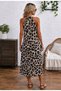 Women's Leopard Patterned Midi Single Jersey Dress with Ring Detail on Open Collar and Shoulders - 3