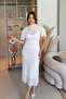 Elegant Midi White Lace Dress with High Collar Lining - 5