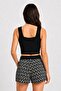 Square Neck Knitwear Crop Tank Top Black - 4