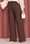 Elastic Waist Wide Leg Trousers Brown - 3