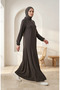 Zippered Ferace with Elastic Sleeves 0327-01 Khaki - 2