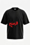 Arabic Calligraphy Design Back Printed Cotton Black Oversize T-Shirt