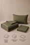 Elif Satin Plain Single Buttoned Duvet Cover Set Quilt Cover 100% Cotton, 83Tel - 4
