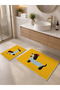 Non-Slip Bath Mat with Yellow Dog Figure, Set of 2 Modern Children's Bath Rugs - 7