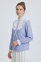 Blue Striped Wide Scallop Lace Robe with Bow Tie Shirt - 5