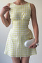 Women's Square Neck Belt Detailed Plaid Patterned Mini Dress Casual Stylish Summer Dress - 3