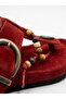 Women's Burgundy Genuine Suede Leather Orthopedic Cork Sole Slippers - 5