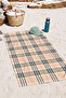 Plaid Striped Beige Beach Towel - Modern Classic Black Red Sand-Repellent Beach Cover-Up - 7