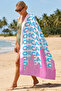 City Themed Lettering Typographic Beach Towel - Pink Blue Metropolitan Quick-Dry Microfiber Towel - 2