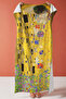 Golden Yellow Beach Towel with Artistic Figures - Modern Floral Portrait Quick-Dry Microfiber Towel - 4