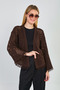 Women's Openwork Cardigan with Tassels on Sleeves and Hem - Bitter Brown - 3