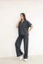 Softline Women's Polo Collar Bloom Fabric Double Set Cotton Relaxed Cut Palazzo Trousers Casual Set - 8