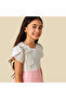 Round Neck Short Sleeves Dress with Bow Applique - 4