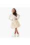 Round Neck Long Sleeves Knee Length Dress with Embellishments